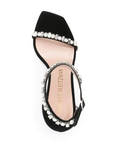 Shop Stuart Weitzman Crystal-embellished Stiletto Sandals In Black