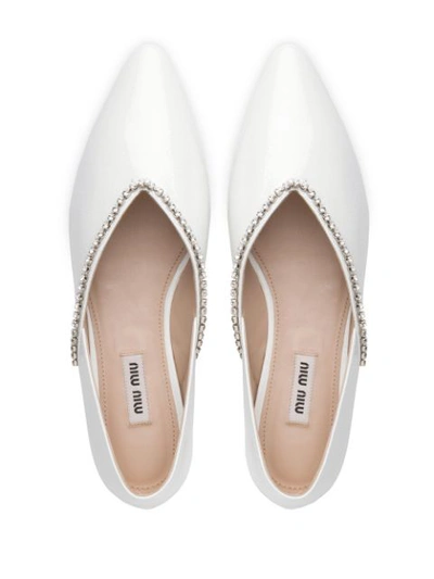 Shop Miu Miu Naplak Crystal-embellished Ballerina Shoes In White
