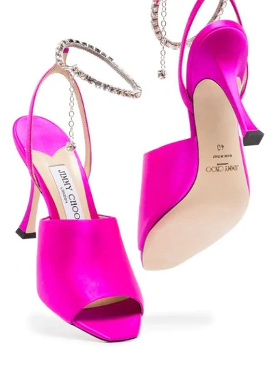 Shop Jimmy Choo Sae 90mm Crystal-embellished Sandals In Pink