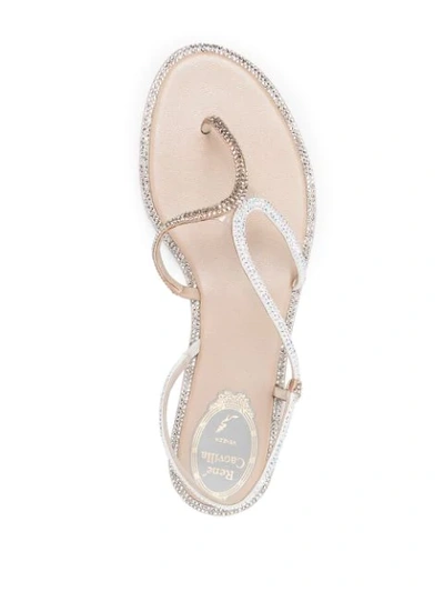 Shop René Caovilla Crystal-embellished Sandals In Neutrals
