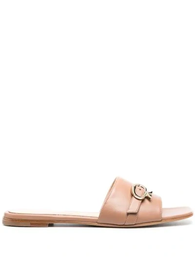 Shop Gianvito Rossi Buckle-detail Slip-on Sandals In Neutrals