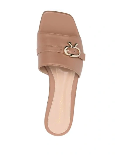 Shop Gianvito Rossi Buckle-detail Slip-on Sandals In Neutrals