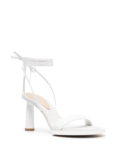 Shop Jacquemus Les Carrés Ronds 75mm Asymmetrical Sandals In White