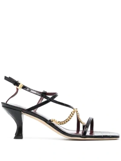 Shop Staud Gita 60mm Single Chain-detail Sandals In Black