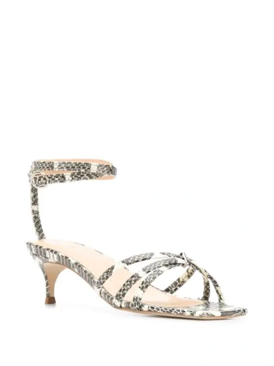 Shop By Far Square Toe Snakeskin-effect Sandals In Brown