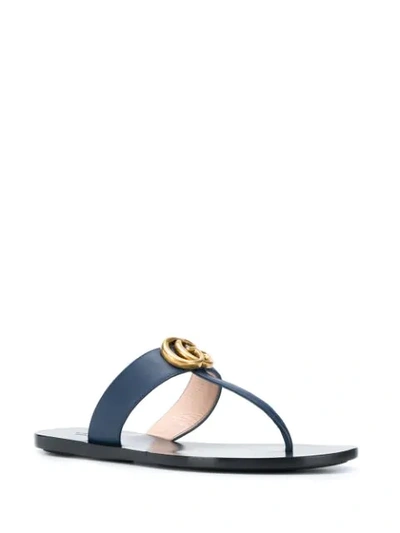 Shop Gucci Interlocking G Thong-strap Sandals In Blue