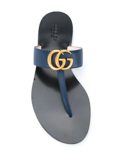 Shop Gucci Interlocking G Thong-strap Sandals In Blue