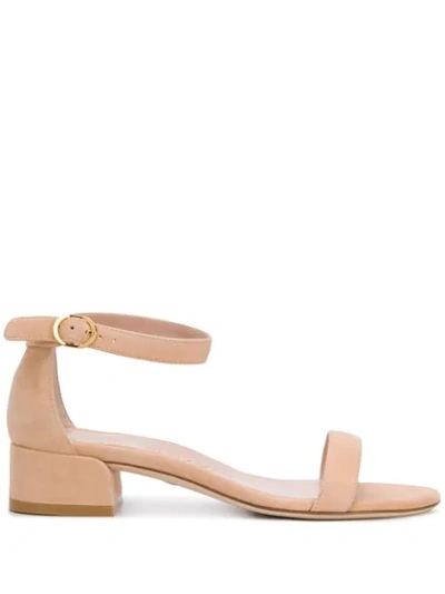 Shop Stuart Weitzman Nudist June Block-heel Sandals In Neutrals