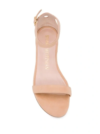 Shop Stuart Weitzman Nudist June Block-heel Sandals In Neutrals