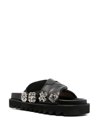 Shop Toga Embellished Open-toe Sandals In Black