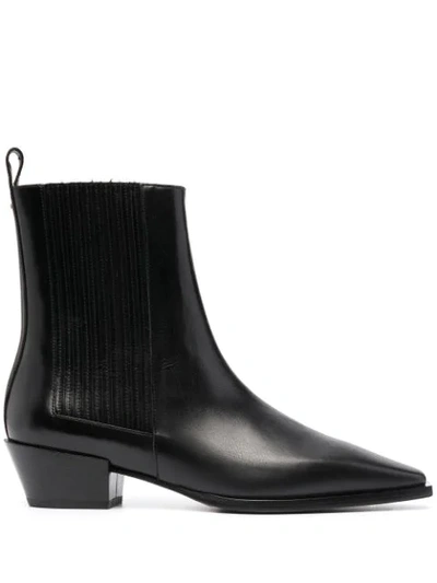 Shop Aeyde Square-toe Leather Ankle Boots In Black