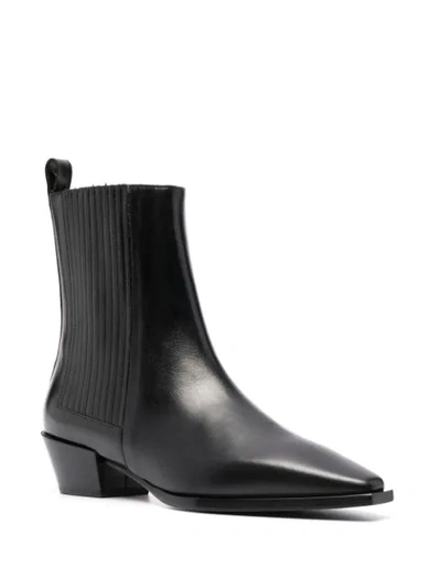Shop Aeyde Square-toe Leather Ankle Boots In Black
