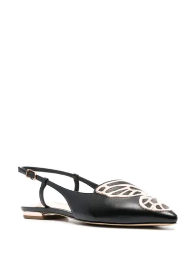 Shop Sophia Webster Wing Detail Slingback Ballerinas In Black