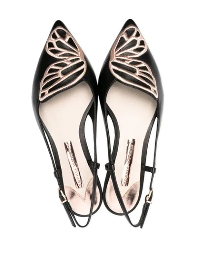 Shop Sophia Webster Wing Detail Slingback Ballerinas In Black