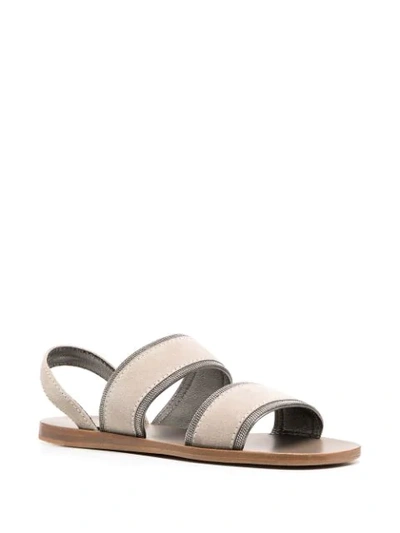 Shop Brunello Cucinelli Monili Embellished Slingback Sandals In Grey