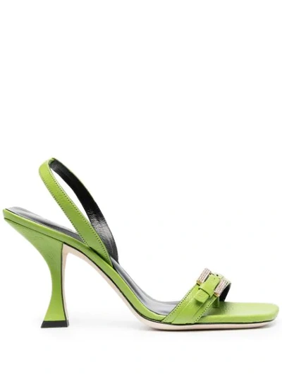 Shop By Far Buckle Detail Slingback Sandals In Green