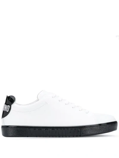 Shop Moschino Logo Print Low-top Sneakers In White