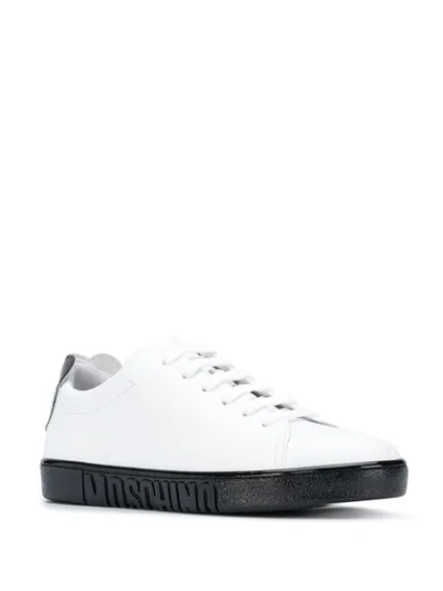 Shop Moschino Logo Print Low-top Sneakers In White