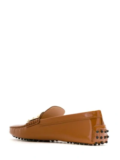 Shop Tod's Devon Loafers In Brown