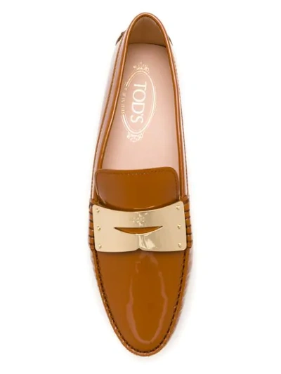 Shop Tod's Devon Loafers In Brown