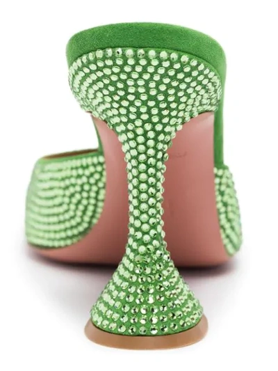 Shop Amina Muaddi Crystal-embellished 95mm Mules In Green