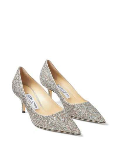 Shop Jimmy Choo Love 65mm Glitter-embellished Pumps In Silver