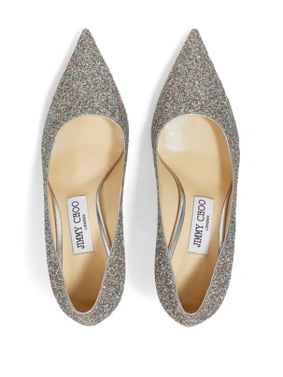 Shop Jimmy Choo Love 65mm Glitter-embellished Pumps In Silver