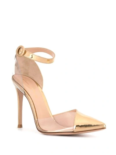 Shop Gianvito Rossi Asymmetric 105mm Plexi Pumps In Gold