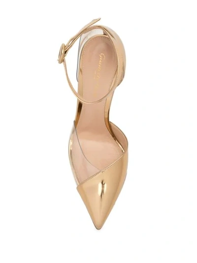 Shop Gianvito Rossi Asymmetric 105mm Plexi Pumps In Gold