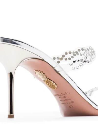 Shop Aquazzura Heaven 75mm Crystal-embellished Sandals In Silver