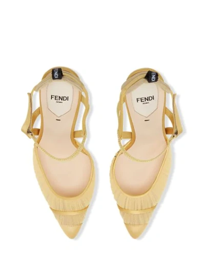 Shop Fendi Colibrì Sheer-panelling Pumps In Yellow