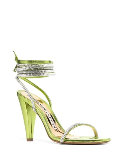 Shop Alexandre Vauthier Amina Ankle-tied Sandals In Green
