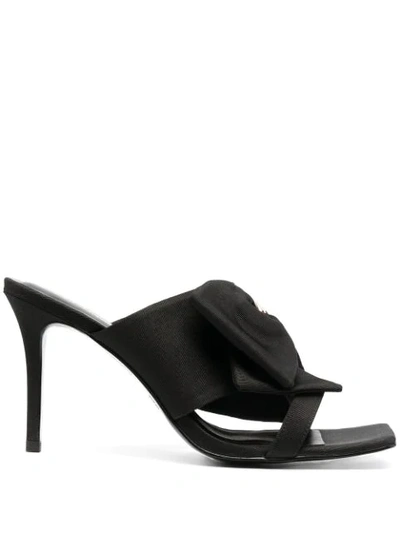 Shop Versace Jeans Couture Bow Mule Sandals In Black