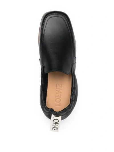 Shop Loewe Logo Pull Tab Loafers In Black