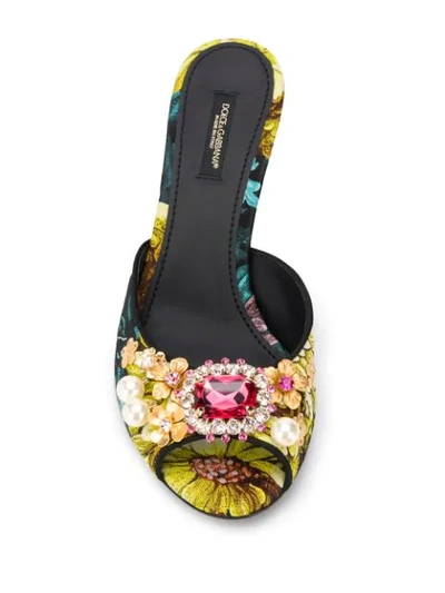 Shop Dolce & Gabbana Keira Jewel-appliquéd Jacquard Sandals In Black