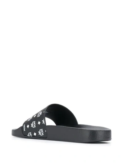 Shop Mcm Logo Printed Slides In Black