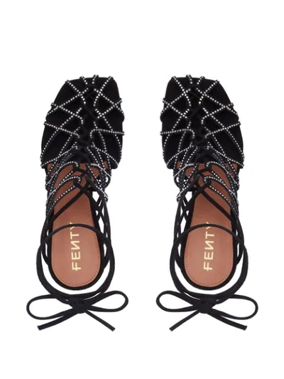 Shop Fenty Caged In Crystal-embellished 105mm Sandals In Black