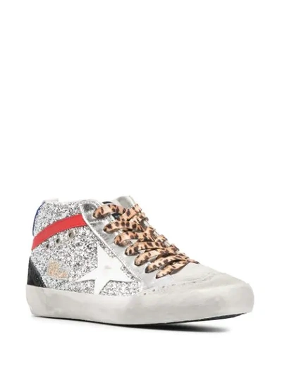 Shop Golden Goose Slide Glitter High-top Sneakers In Silver