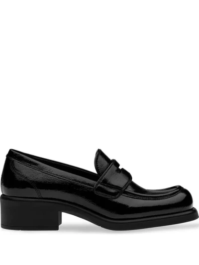 Shop Miu Miu Chunky-heel Patent Loafers In Black