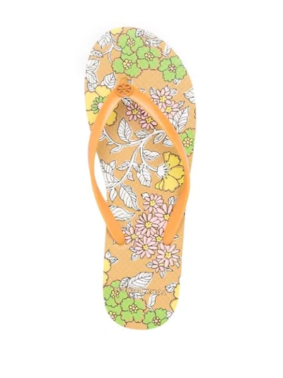 Shop Tory Burch Floral-print Flip Flops In Yellow
