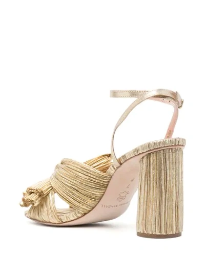 Loeffler Randall Camellia Gold Pleated Bow Heel With Ankle Strap In Gold