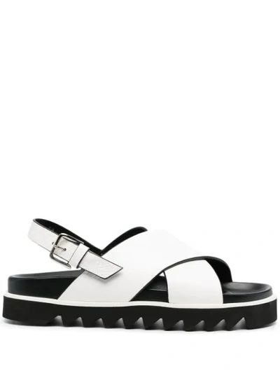 Shop P.a.r.o.s.h Crossover Strap Sandals In White