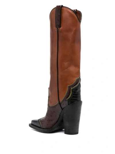 Shop Dsquared2 Panelled High-heel Western Boots In Brown
