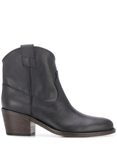 Shop Via Roma 15 Western Style Ankle Boots In Black