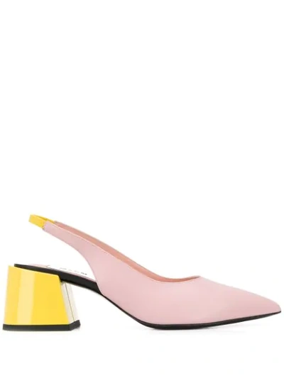 Shop Msgm Colour-block 70mm Pumps In Pink