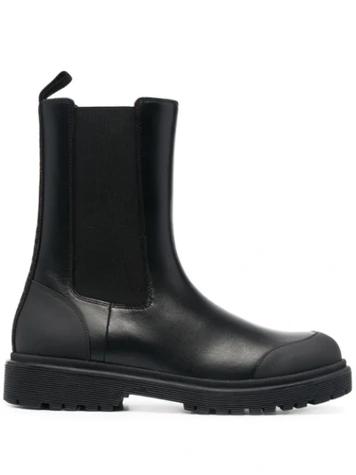 Shop Moncler Patty Chelsea Leather Boots In Black