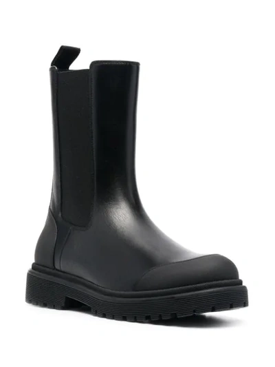 Shop Moncler Patty Chelsea Leather Boots In Black