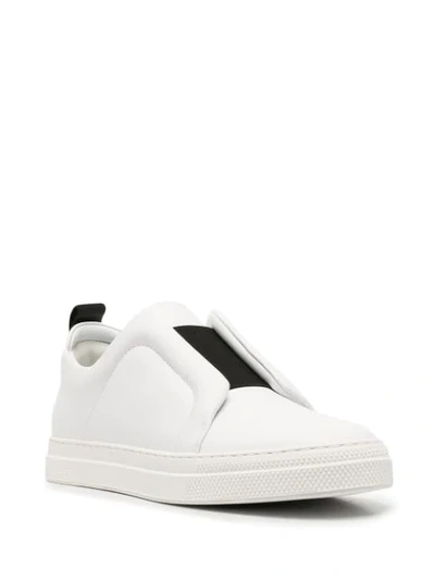 Pierre Hardy Laceless Leather Low-top Sneakers In White