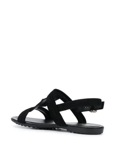 Tod's Low Heel Slingback Sandals In Black