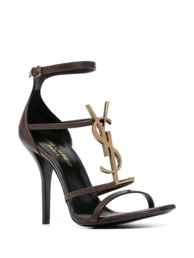 Shop Saint Laurent Cassandra High-heel Sandals In Brown